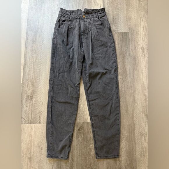 Princess Polly High Waisted Pleat Jeans Washed Black US 4 - Picture 2 of 11